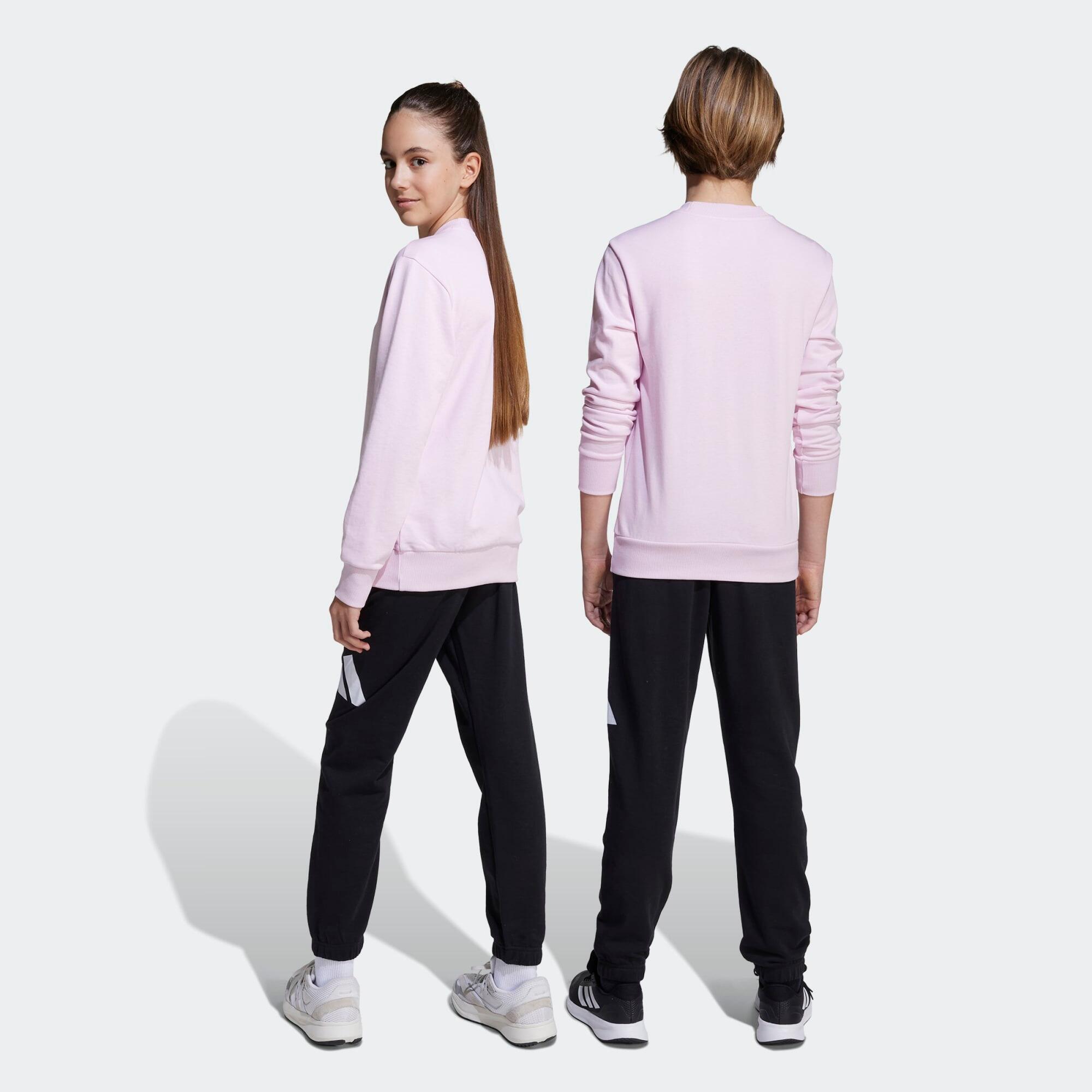 Katoenen trainingspak voor kinderen zwart en roze ADIDAS Decathlon