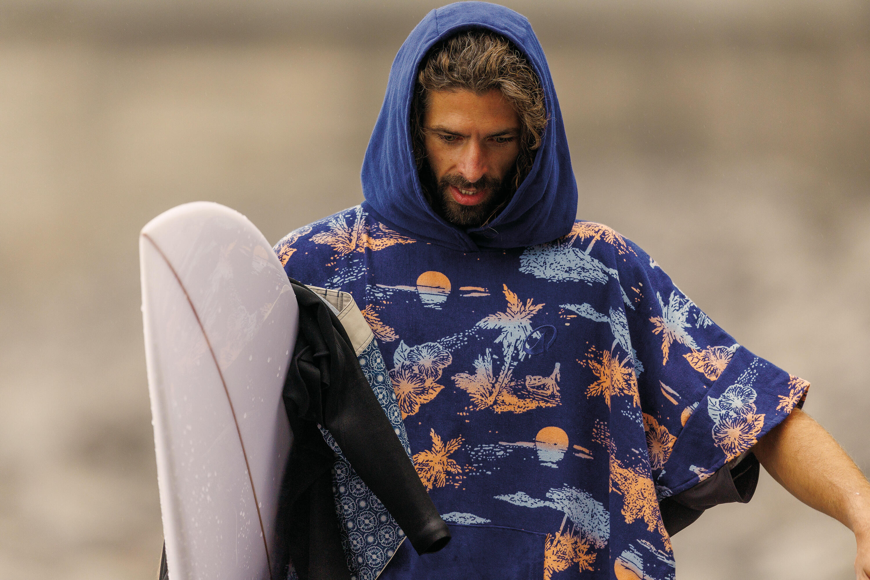 Poncho spiaggia surf adulto 500 STORIES blu 9/9