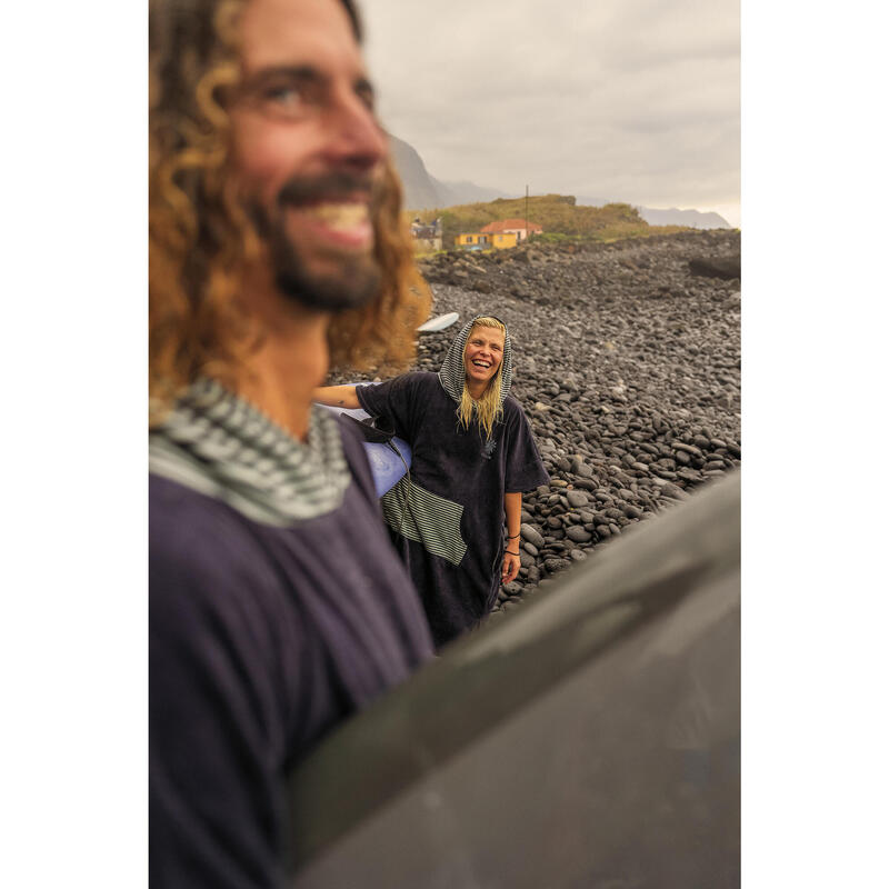 Poncho de baie plajă surf 900 Fish Albastru-Gri Adulți peste 150 cm