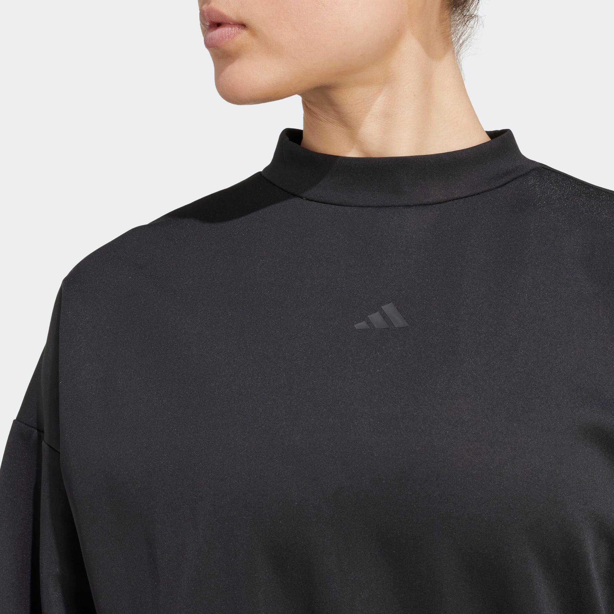 Crop-Top-Fitness-Sweatshirt für Damen, schwarz 5/5