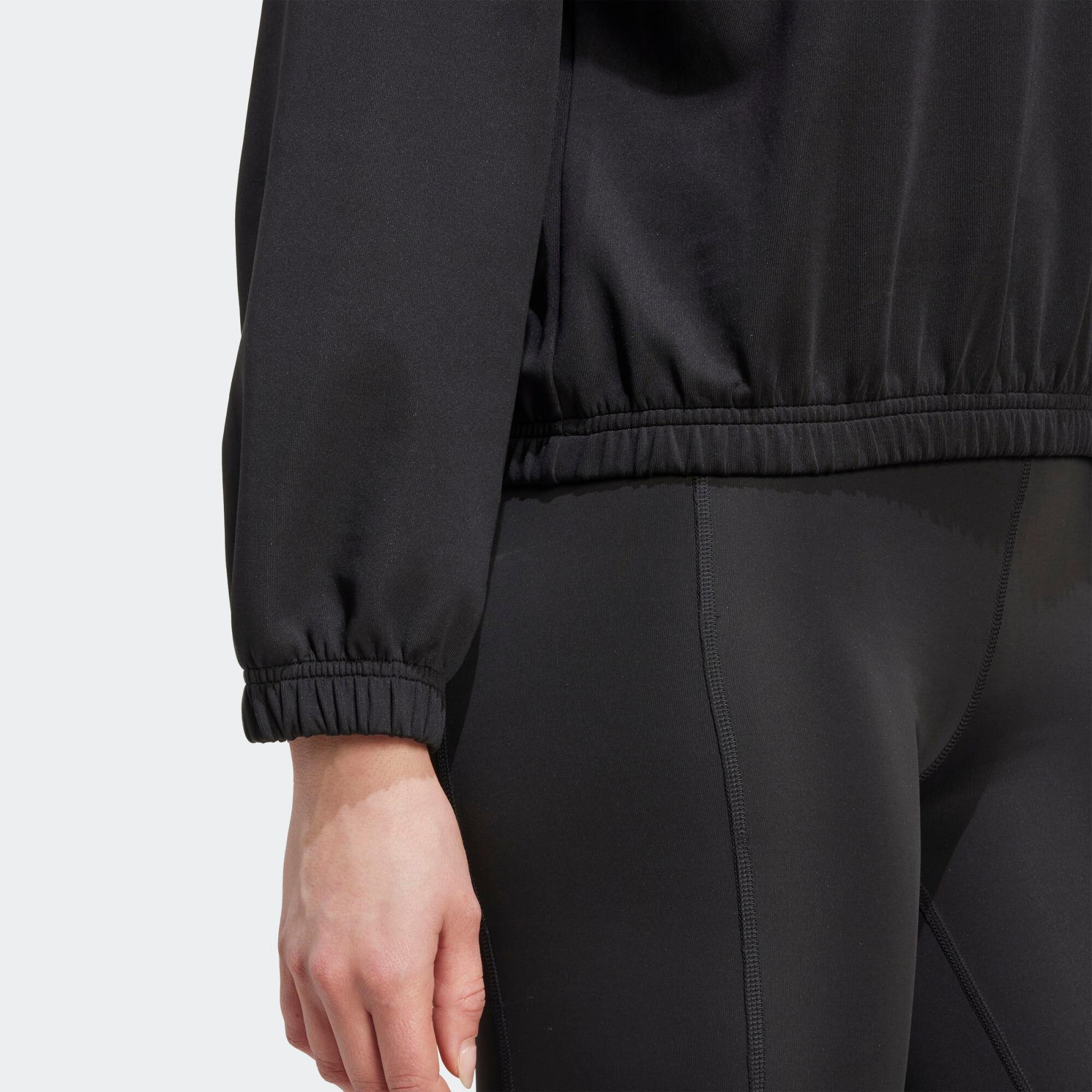 Crop-Top-Fitness-Sweatshirt für Damen, schwarz 4/5