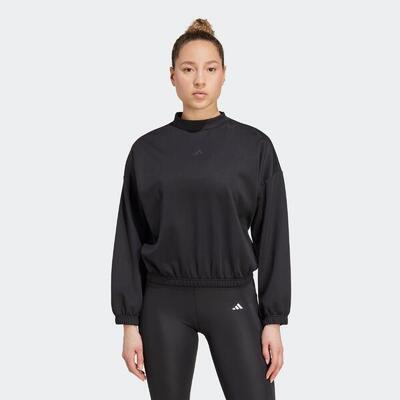 Felpa ADIDAS donna palestra cropped traspirante nera