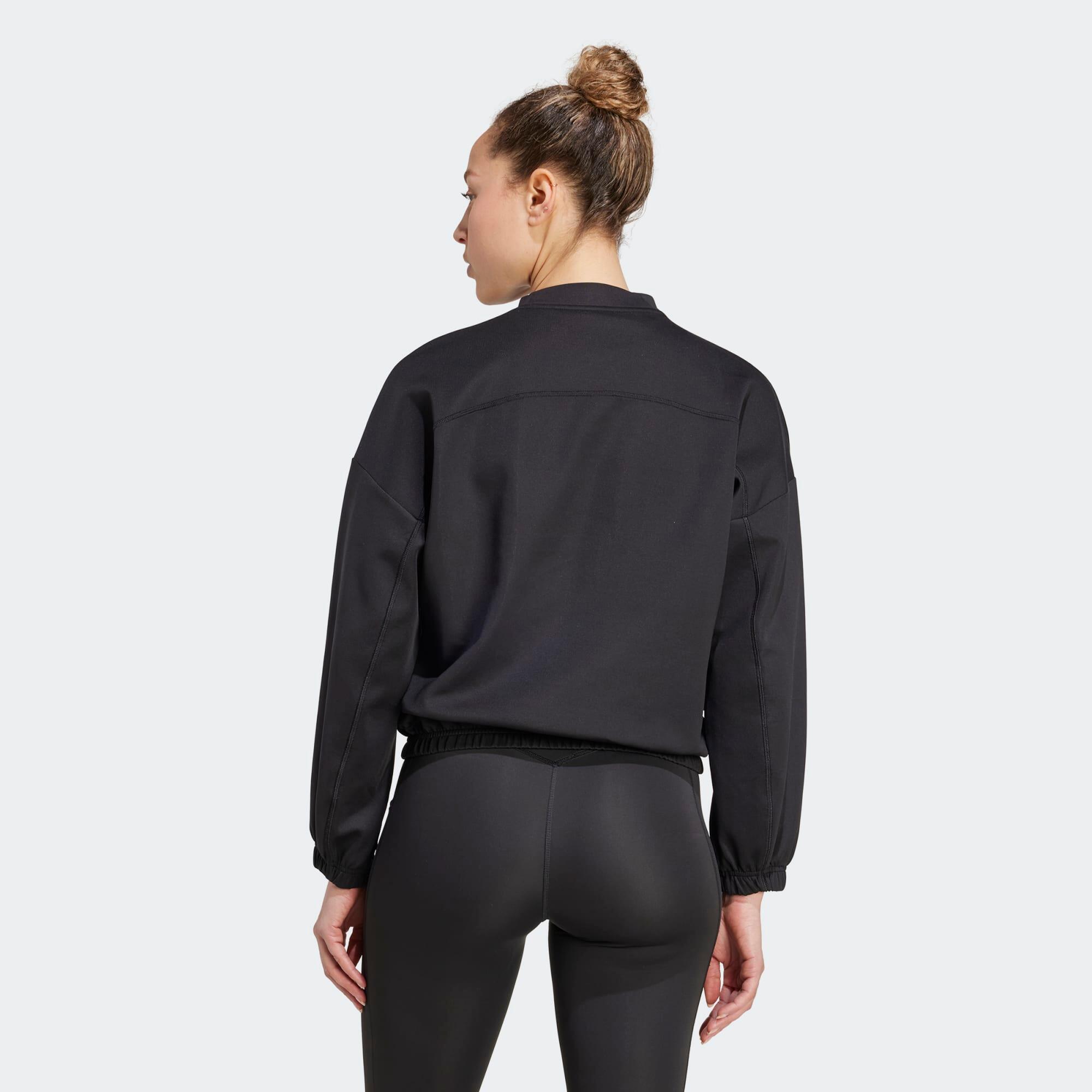 Crop-Top-Fitness-Sweatshirt für Damen, schwarz 3/5