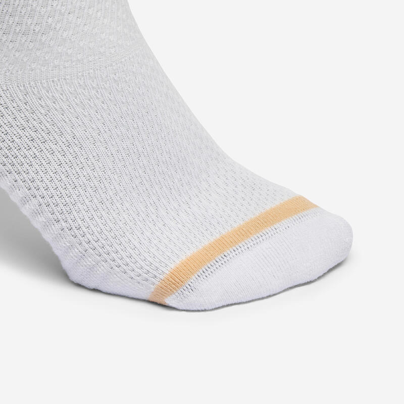 Chaussettes mi hautes femme, beige, noir et blanc