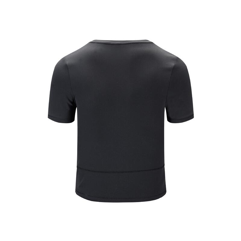 Tricou de yoga și pilates, elastic și moale, Breathe negru, damă