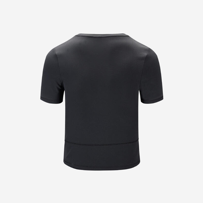 Tricou de yoga și pilates, elastic și moale, Breathe negru, damă