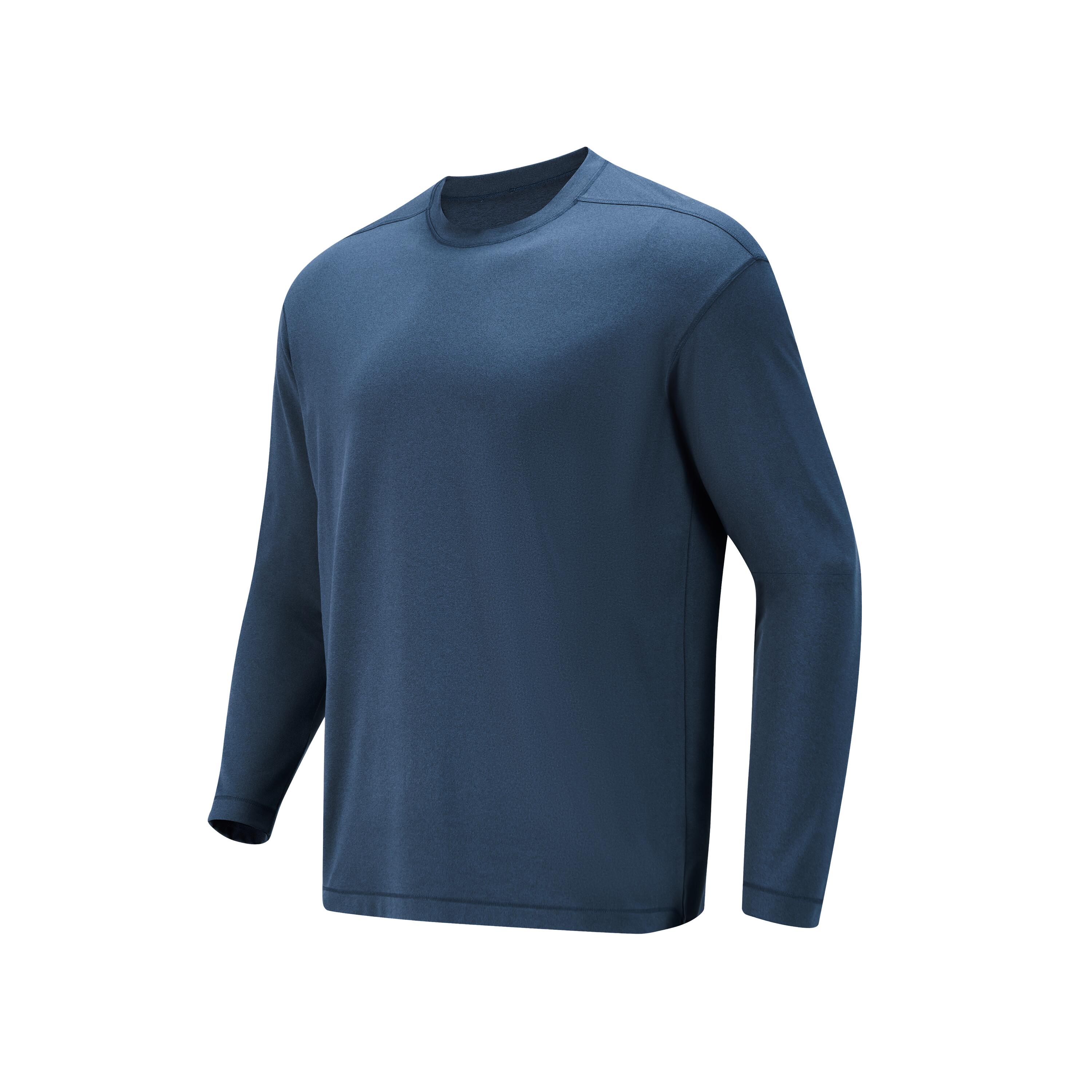 Men training soft long-sleeved T-shirt-heather asphalt blue