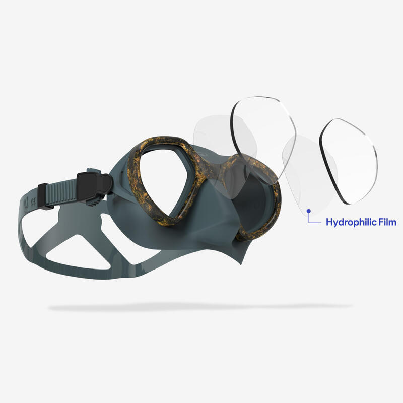 Masque apnée et chasse sous-marine anti buée petit volume - 500 dual lv camo