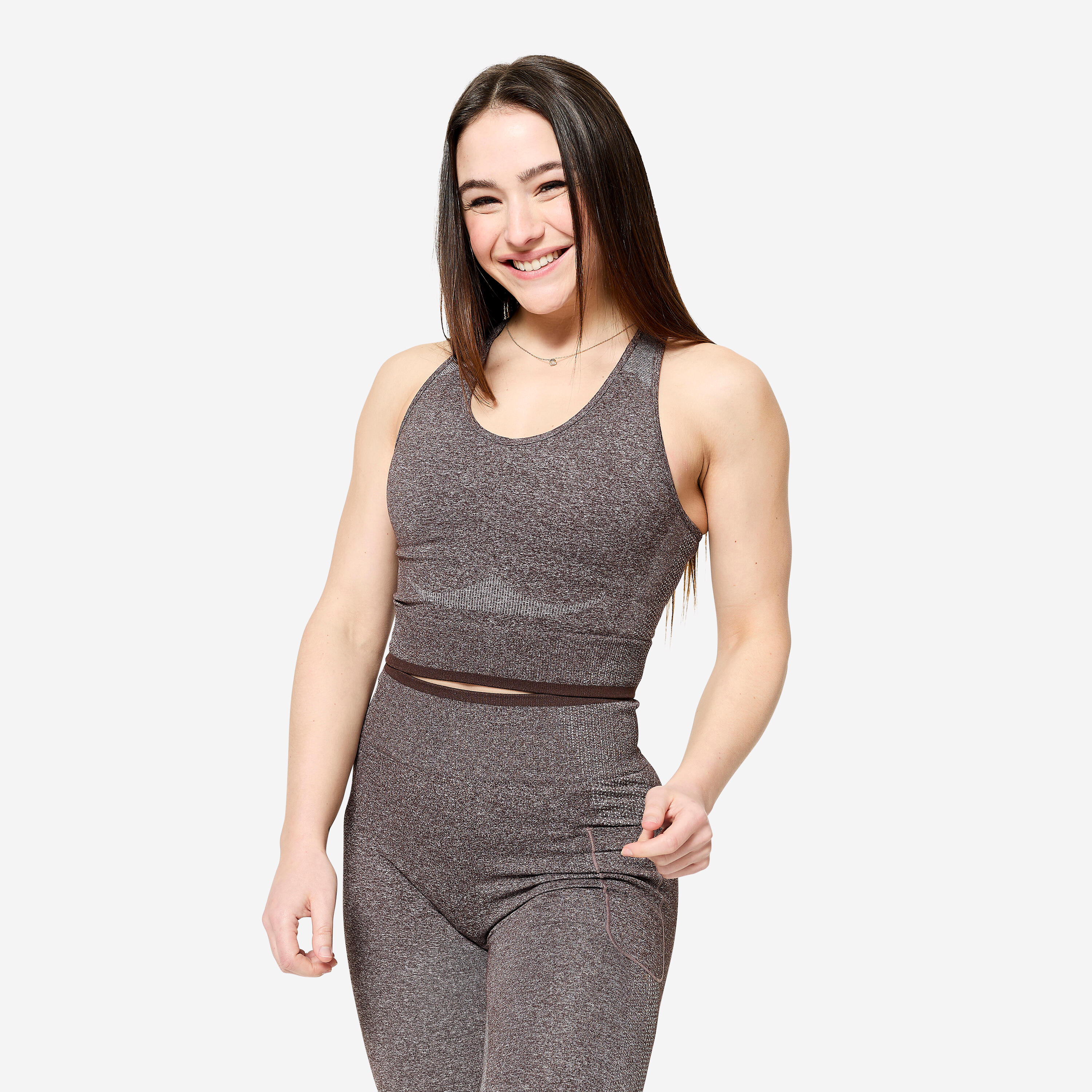 Domyos Top Damen nahtlos – braun | 03608392645891 Domyos Top Damen nahtlos – braun | 03608392645891