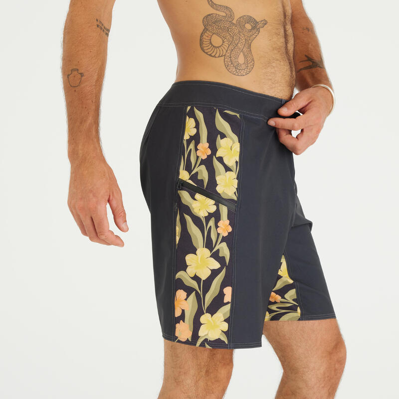 Boardshort surf 500 Long 19" Homme - Arch Spring Noir
