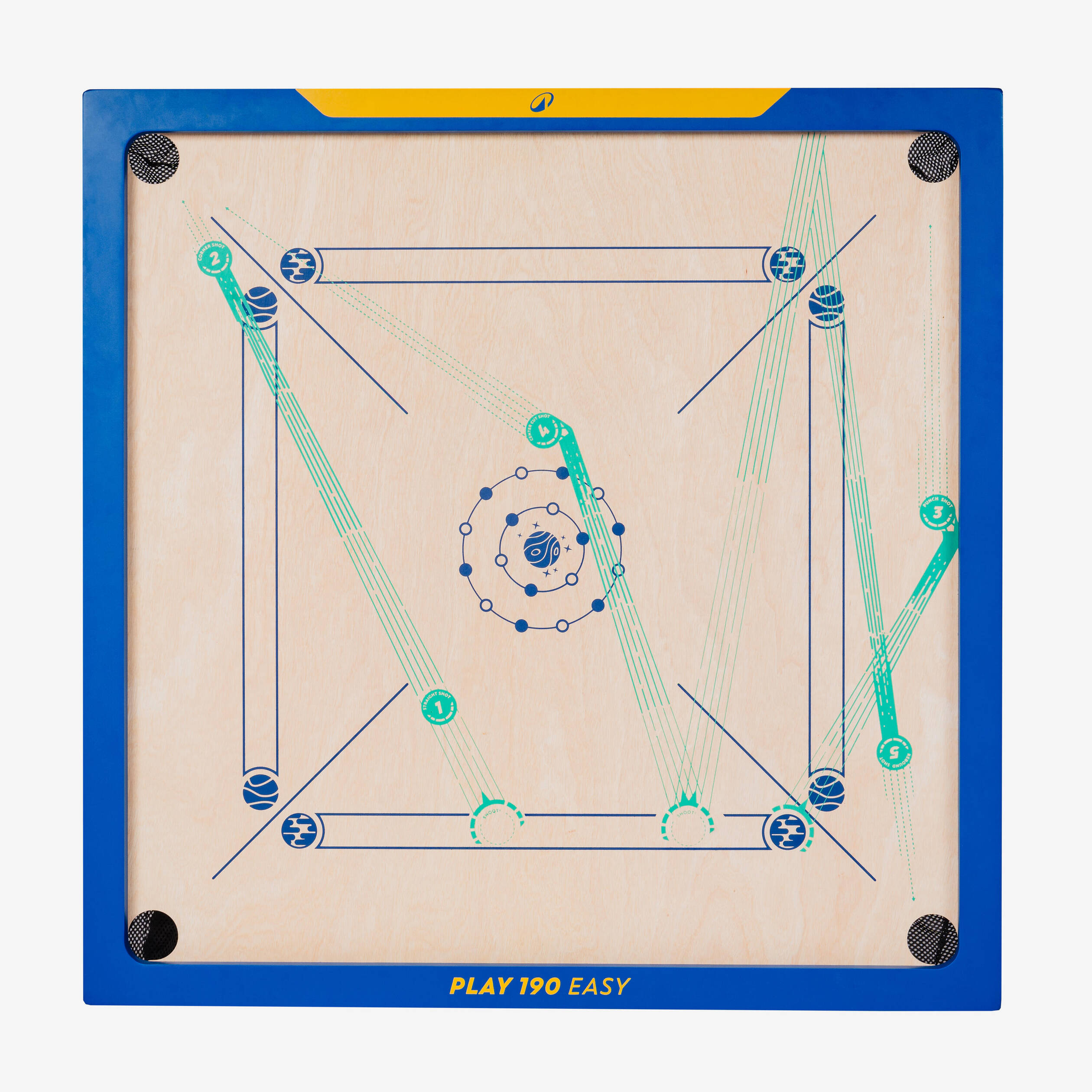 6 mm INDIAN PLY KIDS CARROM BOARD WITH PRACTICE MODE - PLAY 190 EASY BLUE