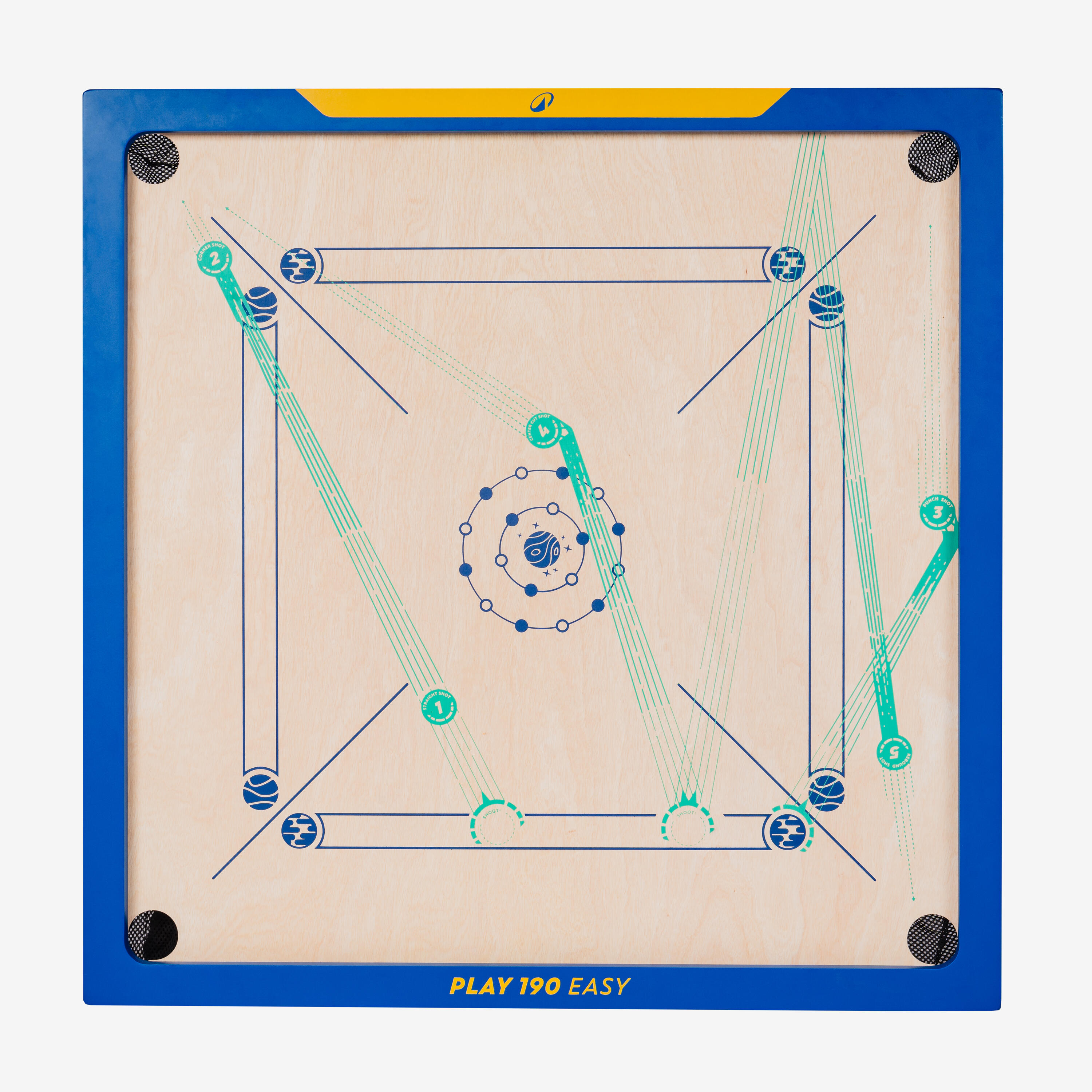 6 mm INDIAN PLY KIDS CARROM BOARD WITH PRACTICE MODE - PLAY 190 EASY BLUE