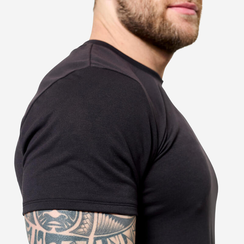 Tricou cross-training respirant slim Negru Bărbați