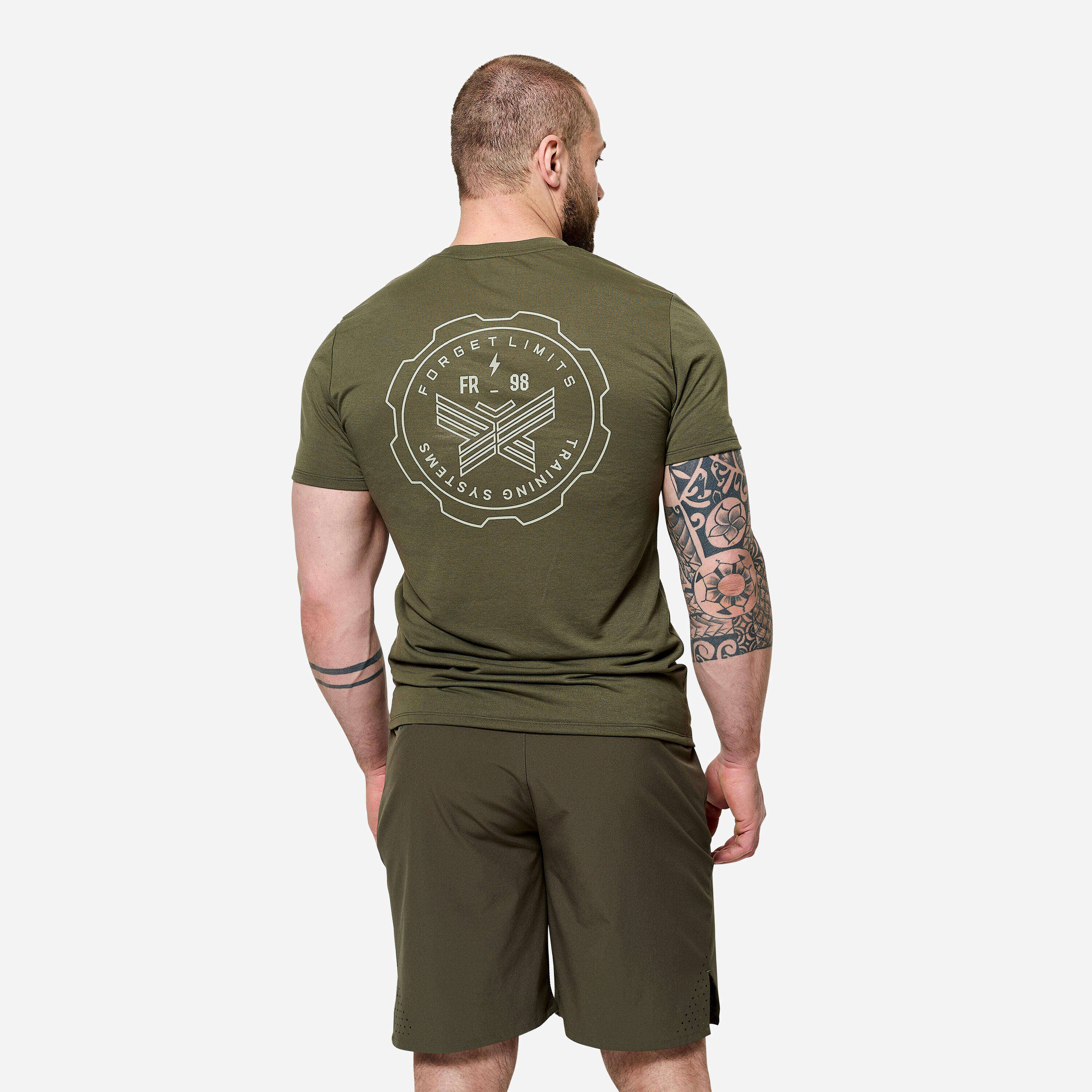 Men's Slim-Fit Breathable Cross Training T-Shirt - Khaki Green -  4