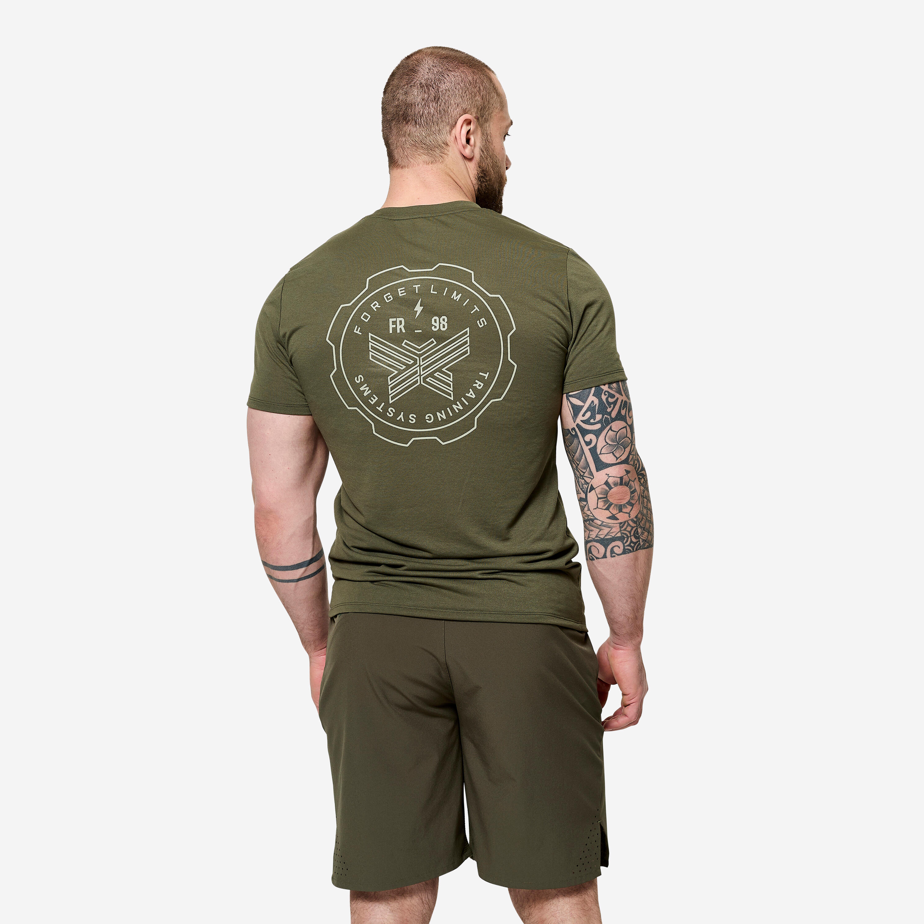 Atmungsaktives Crosstraining-T-Shirt Slim-Fit Herren, khakigrün 4/9