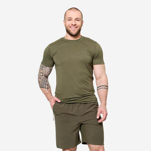 Camiseta Cross Training Hombre Verde Caqui Slim Transpirable