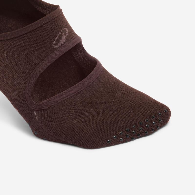 Chaussettes antidérapantes femme, marron