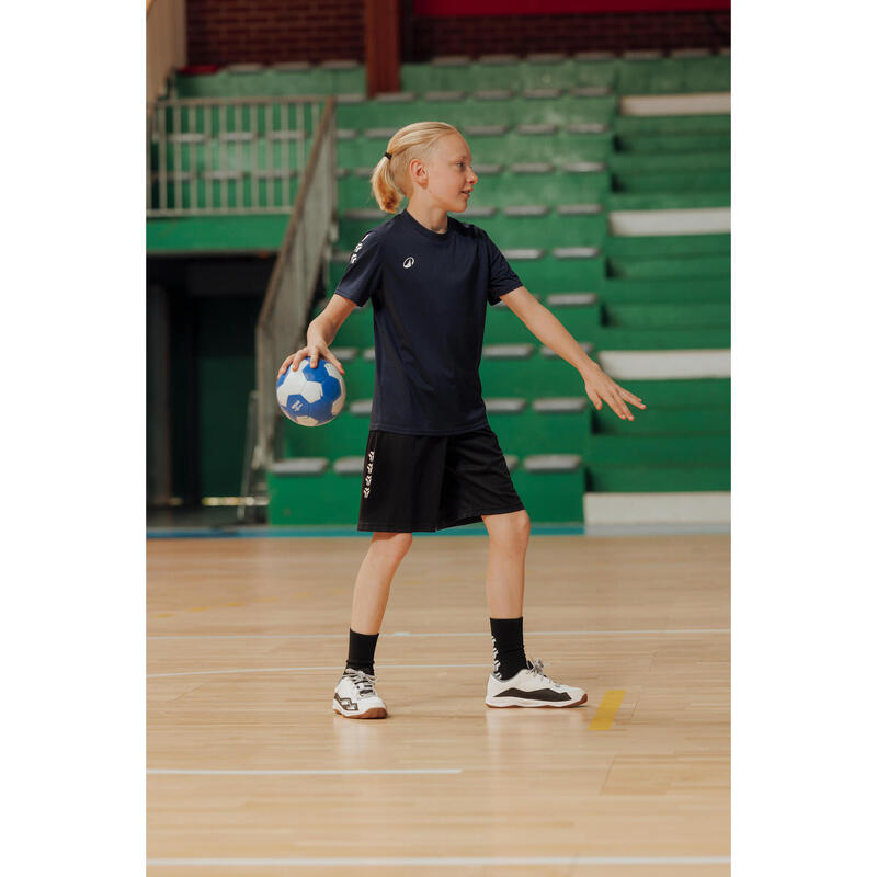 Chaussures de handball Enfant avec lacets - H100 blanc noir