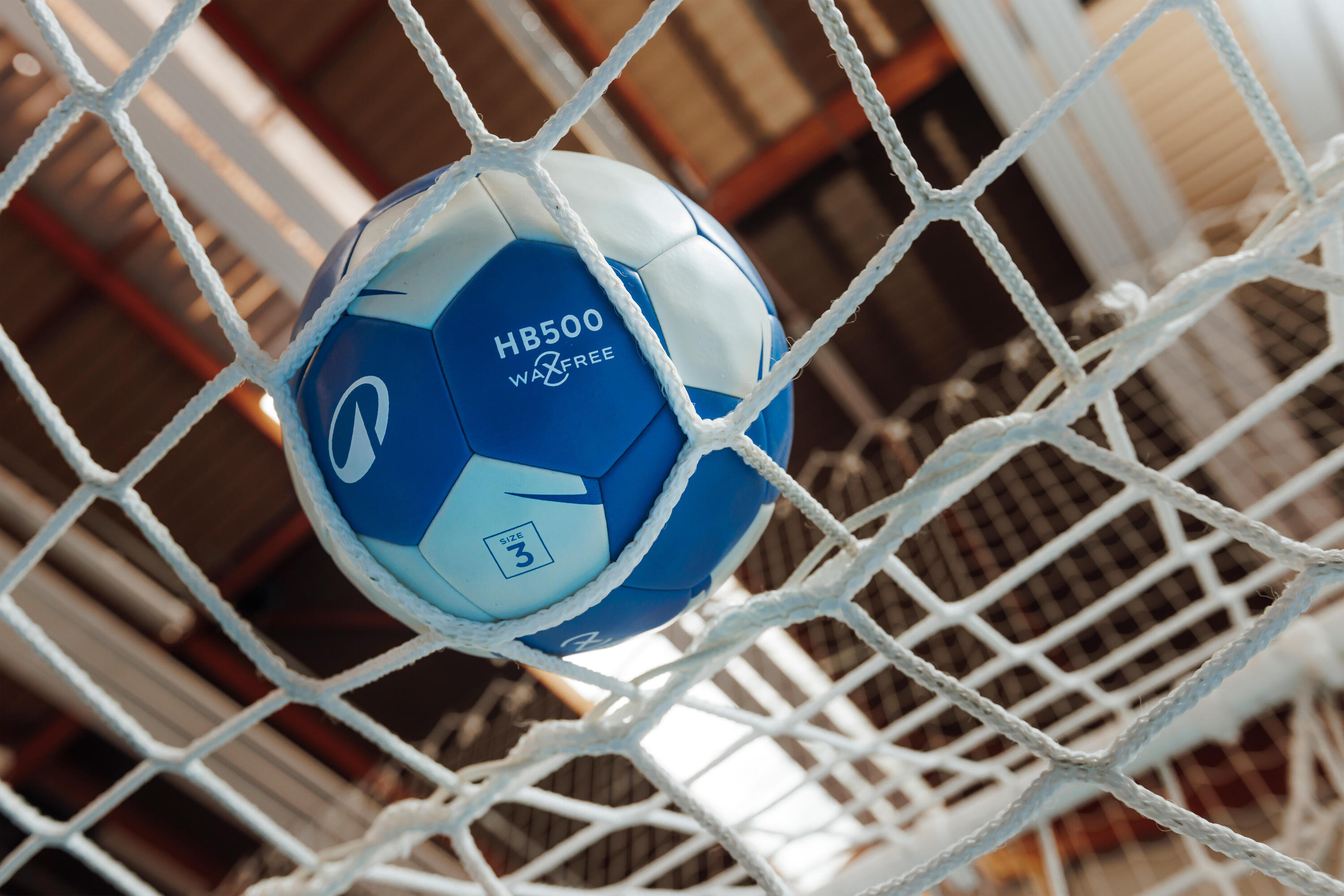 Ballon de handball sans résine taille 3 - Waxfree V2 bleu / blanc 14/16