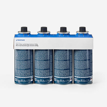 Kit 4 cartouches de gaz Butane 4x220g à valve baïonnette pour réchaud de camping