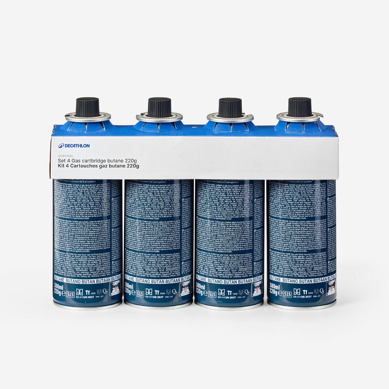 Conj. 4 cartuchos de gás com válvula, para fogareiro de campismo butano 4x220g