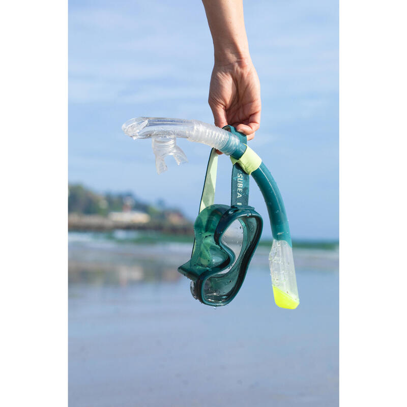 Kit de snorkeling masque 100 COMFORT tuba DRYTOP Adulte Vert