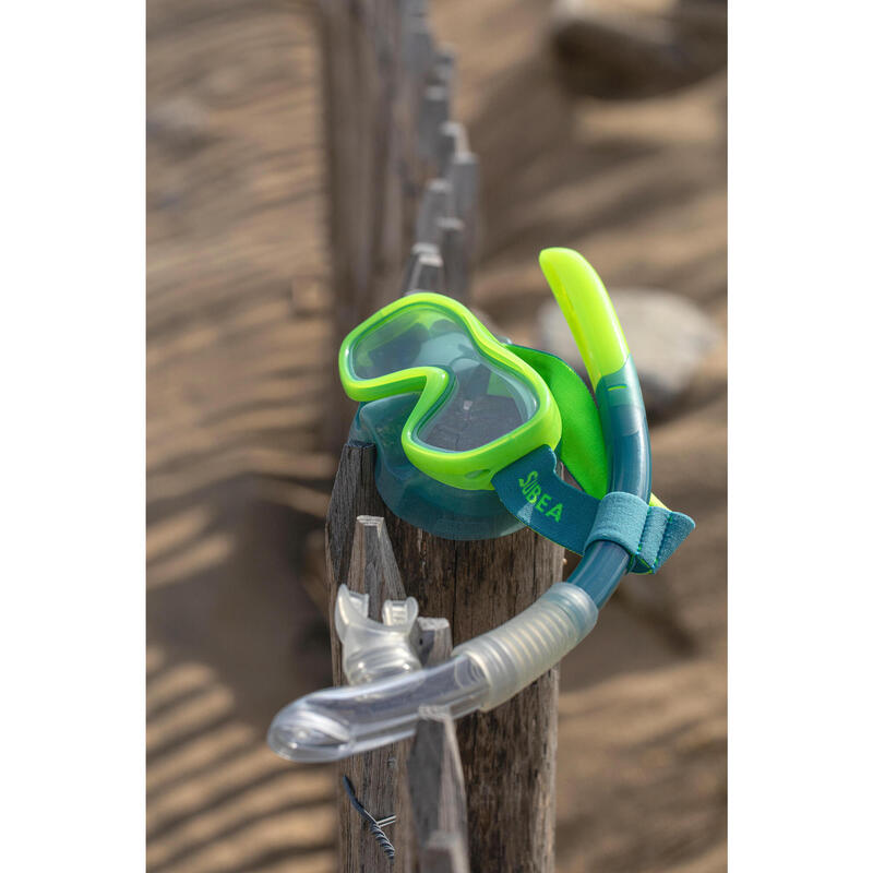 Set Snorkeling Mască și Tub SNK 100 Verde Copii 