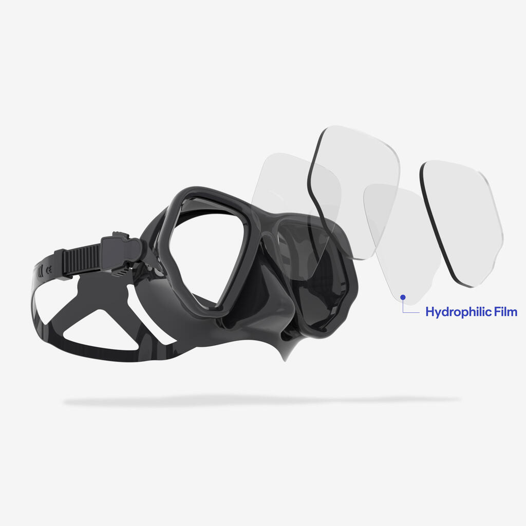 Anti-fog diving mask - MASK 500 DUAL ANTI-FOG Black Grey
