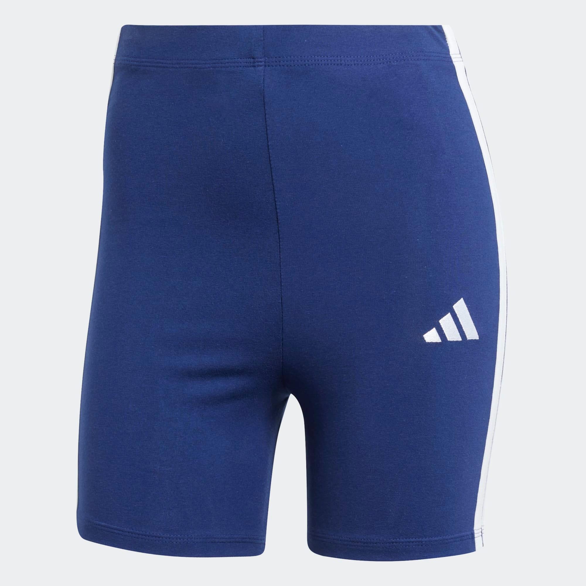 Pantaloncini ciclisti ADIDAS donna palestra slim fit cotone azzurri 6/6