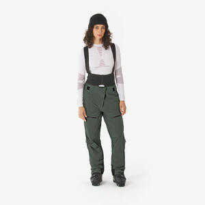 Pantalón de esquí de travesía impermeable mujer, Wilder caqui