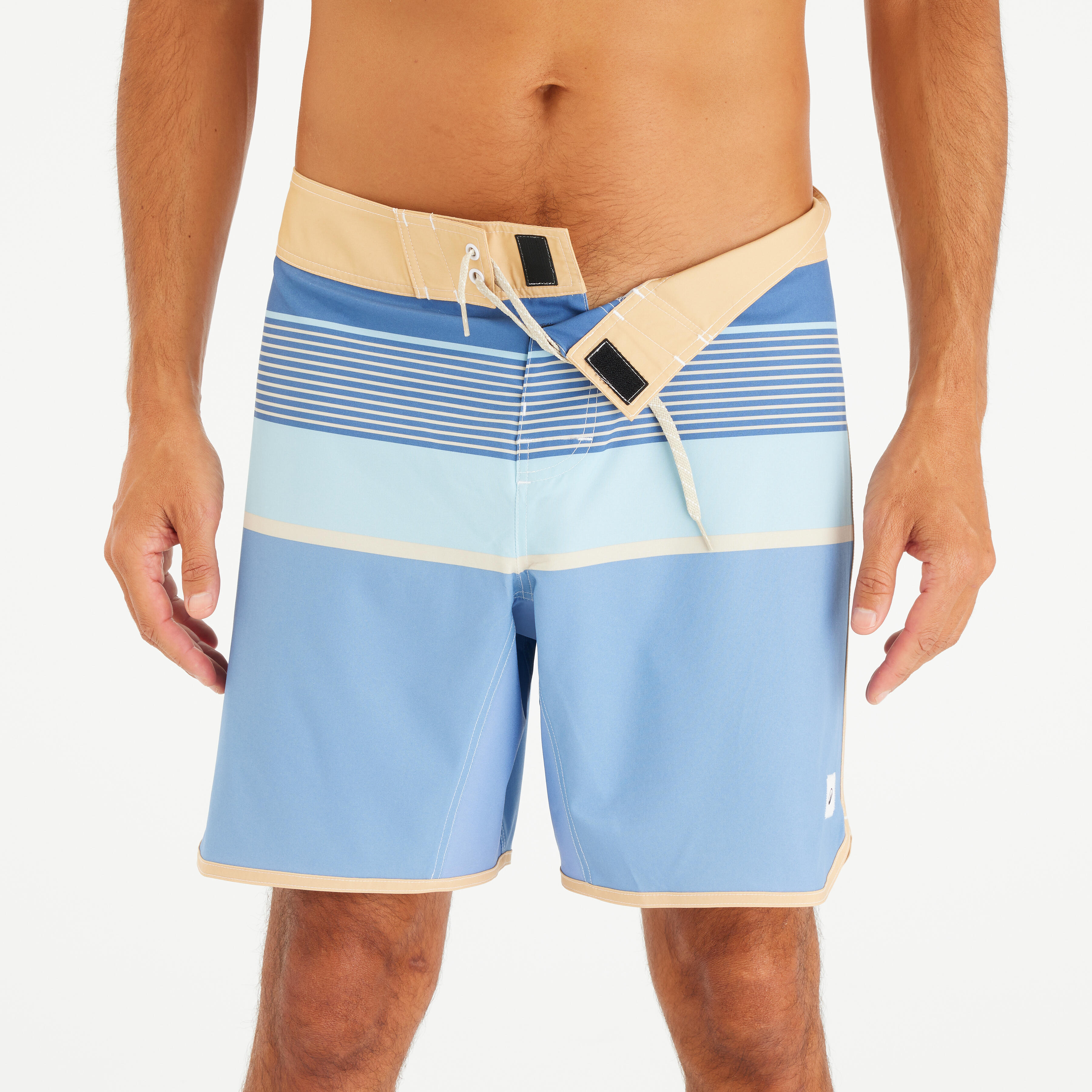 Men's surfing boardshorts mid-length surf shorts 18”, 500 Marin blue