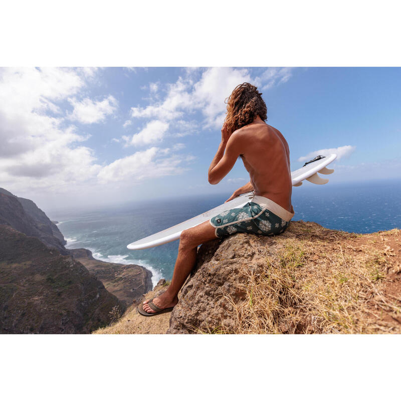 Boardshort lung surf 500 18" Hyperdrama Granit verde Bărbați