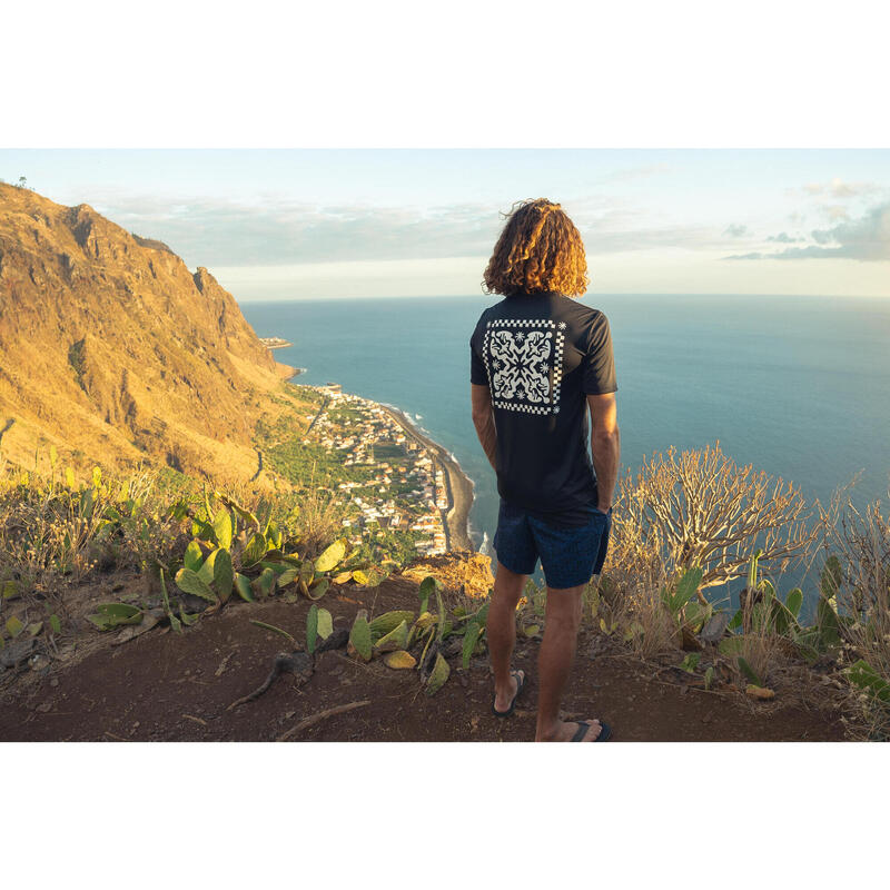 T-shirt de surf manches courtes UPF50+ Homme - Blackflower noir