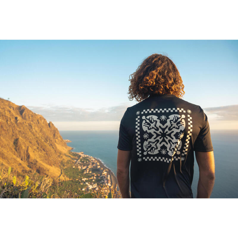 T-shirt de surf manches courtes UPF50+ Homme - Blackflower noir