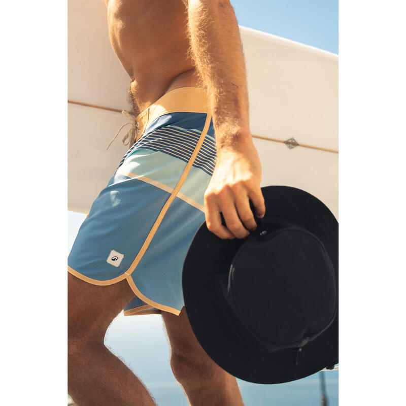 Șort de baie semi-lung surf 18" 500 Marin Albastru Bărbați