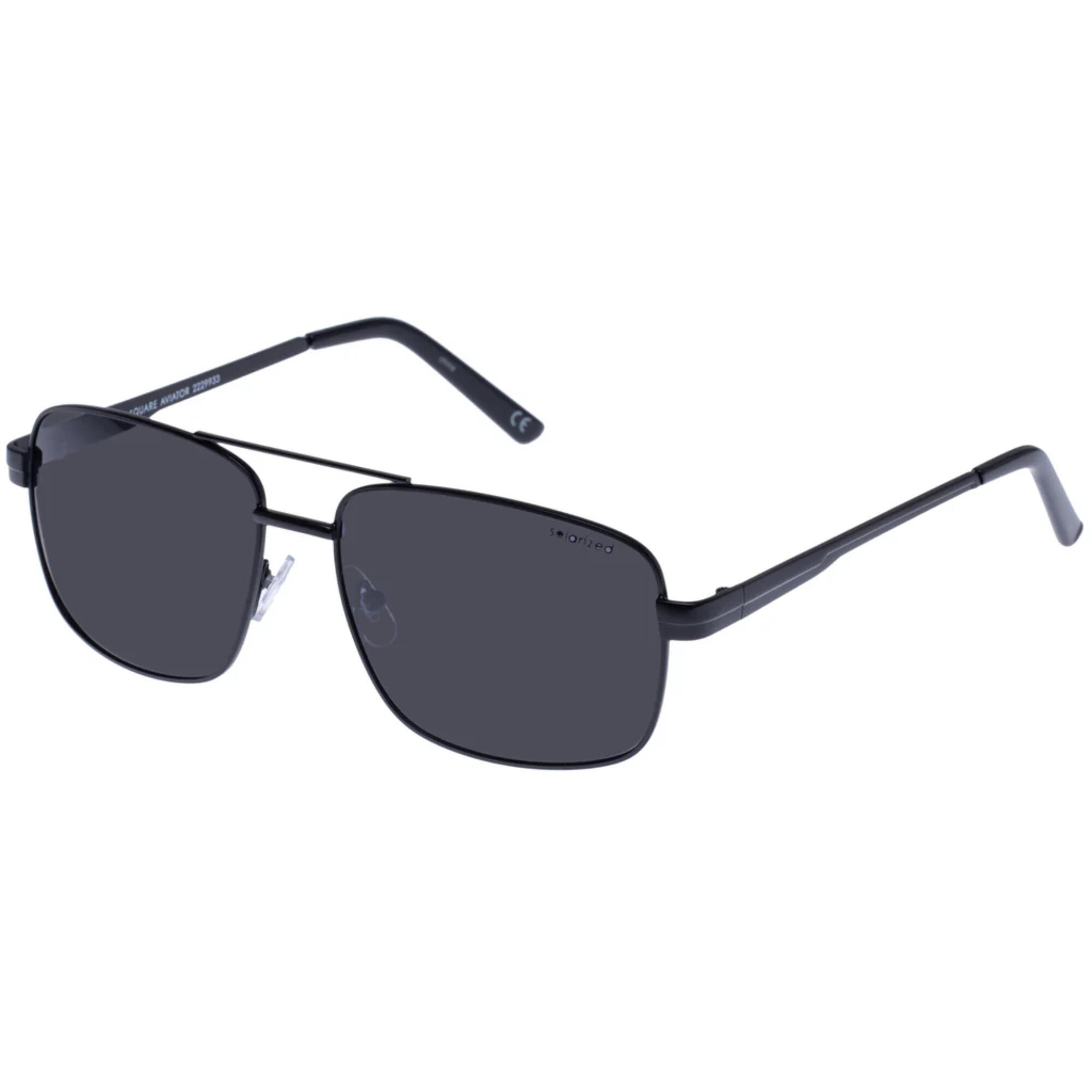 Solarized Square Aviator Matte Black - Smoke Mono Polarized