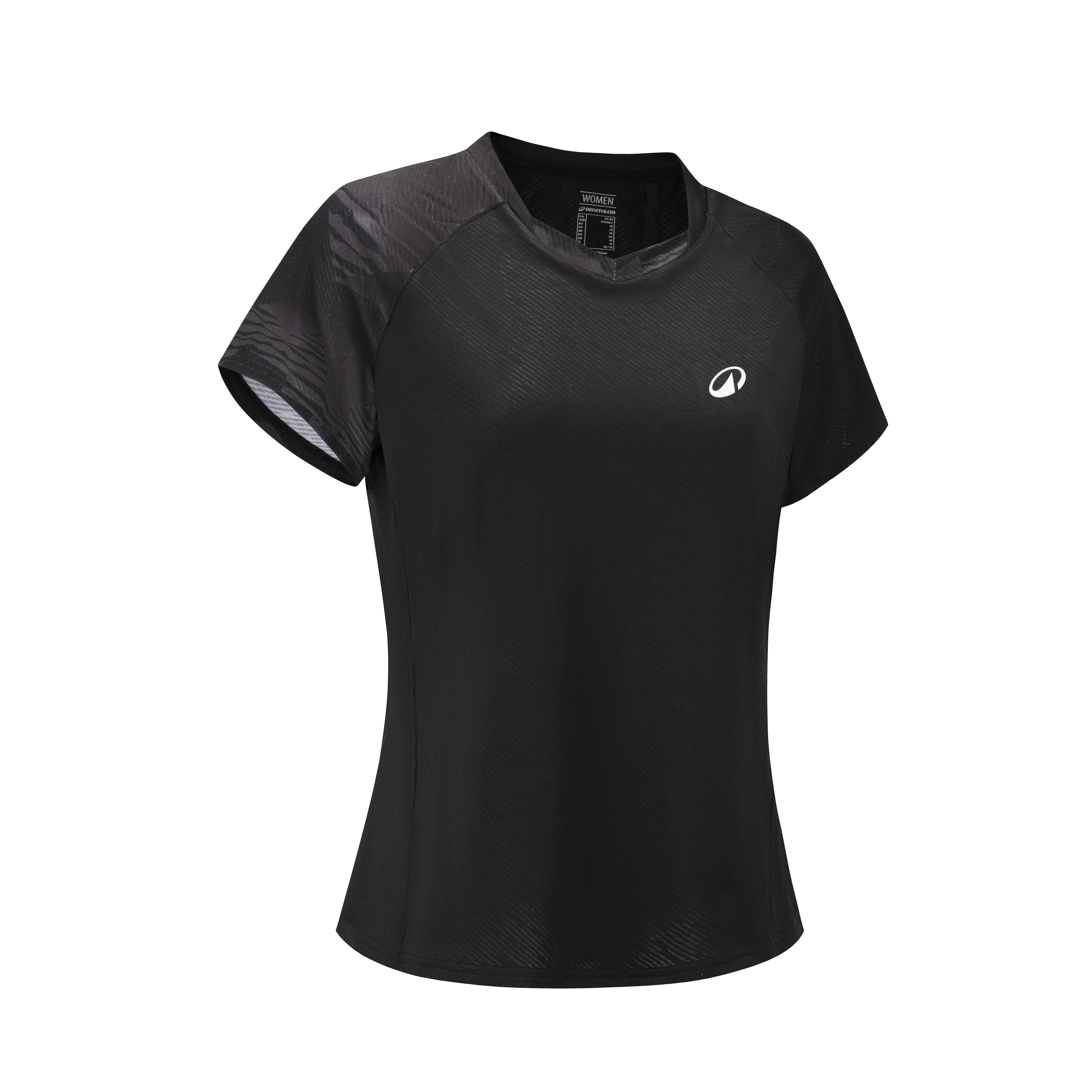 Kaos Badminton Wanita LITE T-shirt 560 - Hitam tampak depan