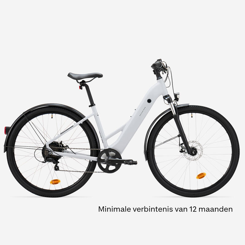Elektrische hybridefiets e-actv 100 laag frame parelgrijs