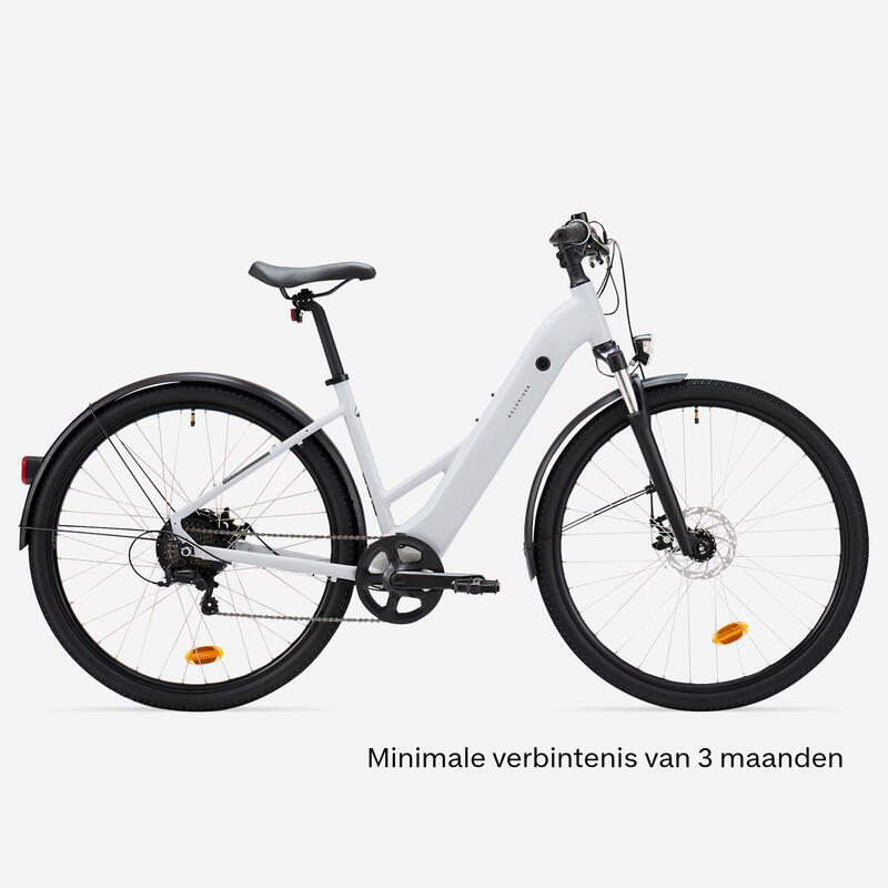 Elektrische hybridefiets e-actv 100 laag frame parelgrijs