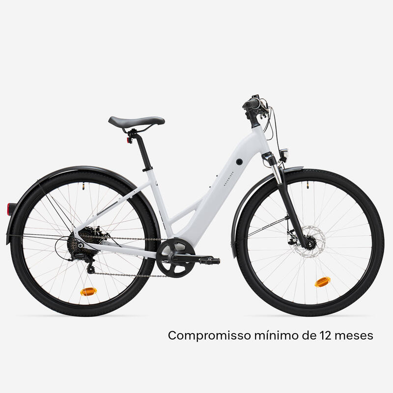 Elektrische hybridefiets e-actv 100 laag frame parelgrijs