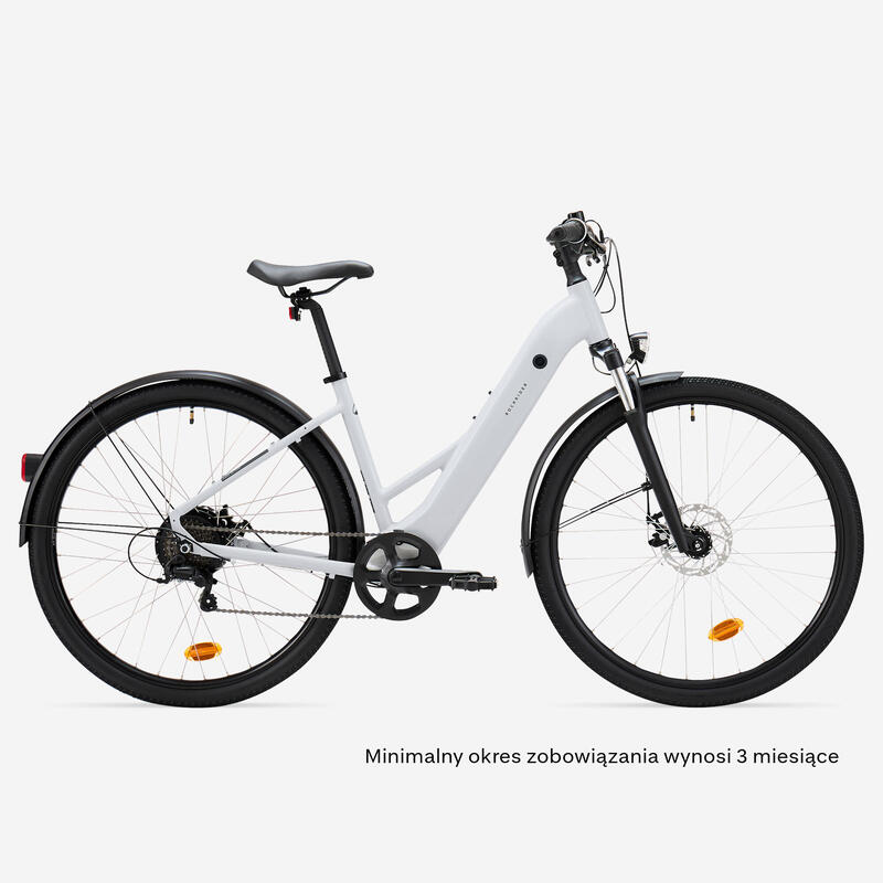 Elektrische hybridefiets e-actv 100 laag frame parelgrijs