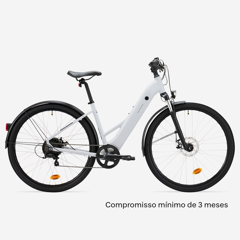 Elektrische hybridefiets e-actv 100 laag frame parelgrijs