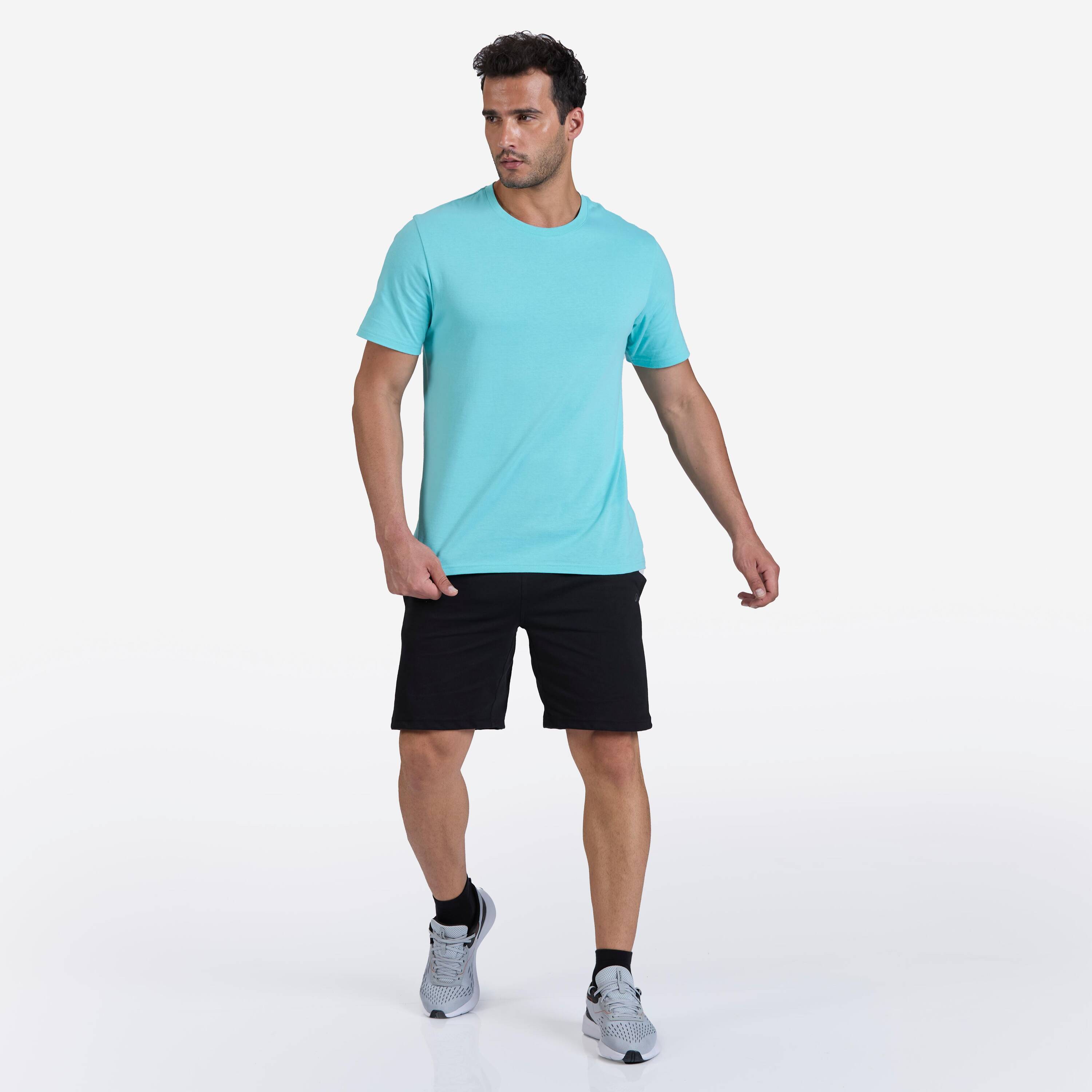 Men's Short-Sleeved Crew-Neck Fitness T-Shirt - Blue Green -  1