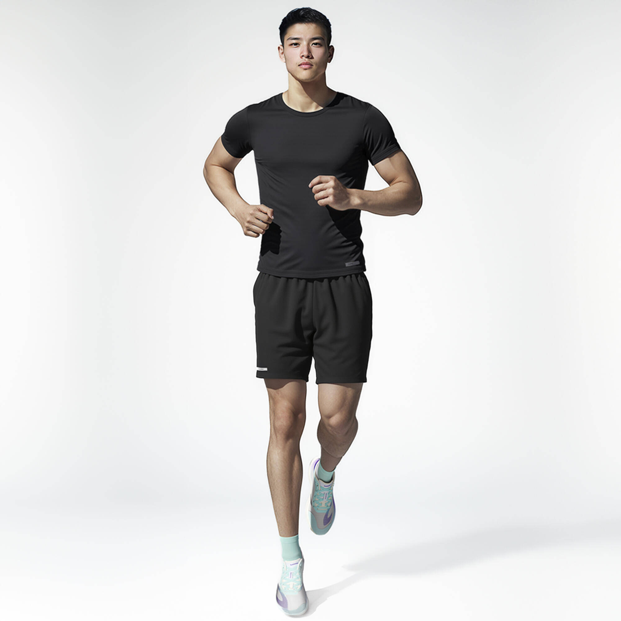 Pack of 2 Running Fine Crew Socks MID X2 Run 500 - Green -  5