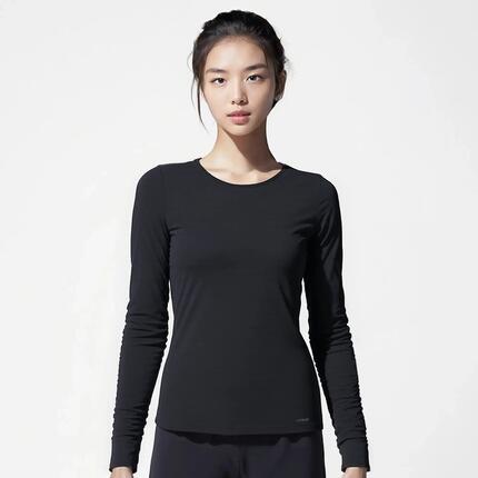 T-shirt manches longues running femme - sun protect noir