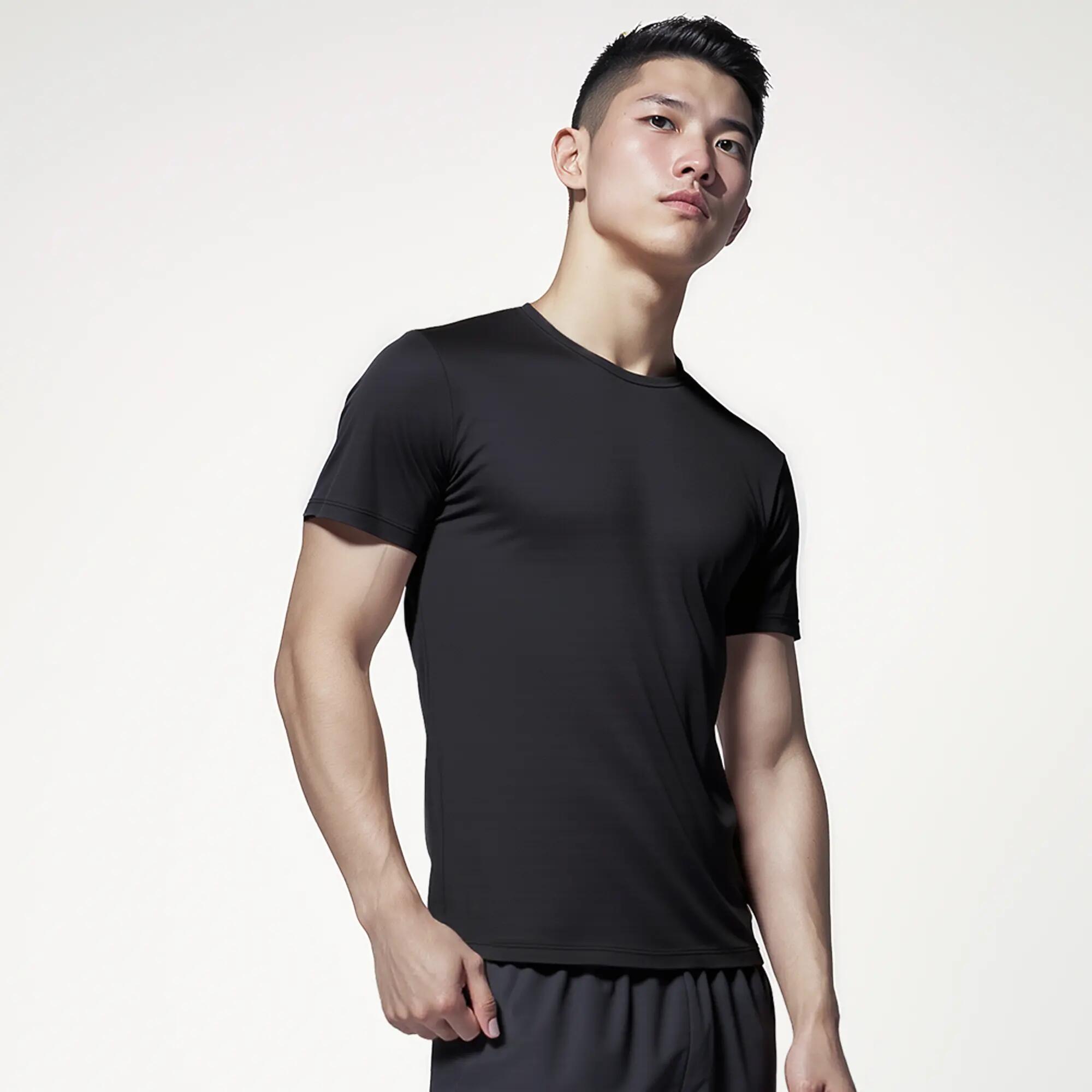 Men's Running T-Shirt Black - Run 100 6/9