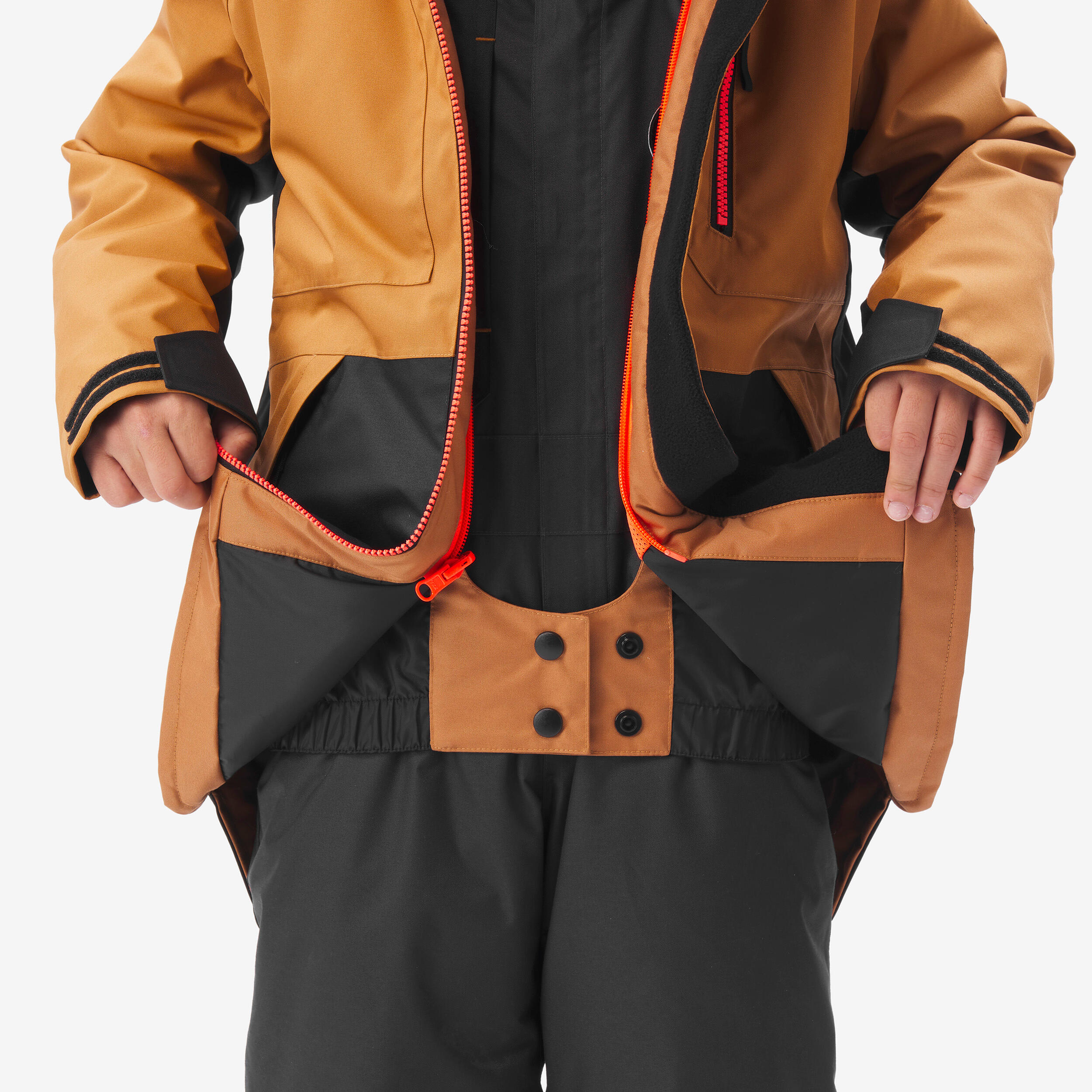 Snowboardjacke Ziprotec Kinder 6-10 Jahre, SNB500 camel 12/16