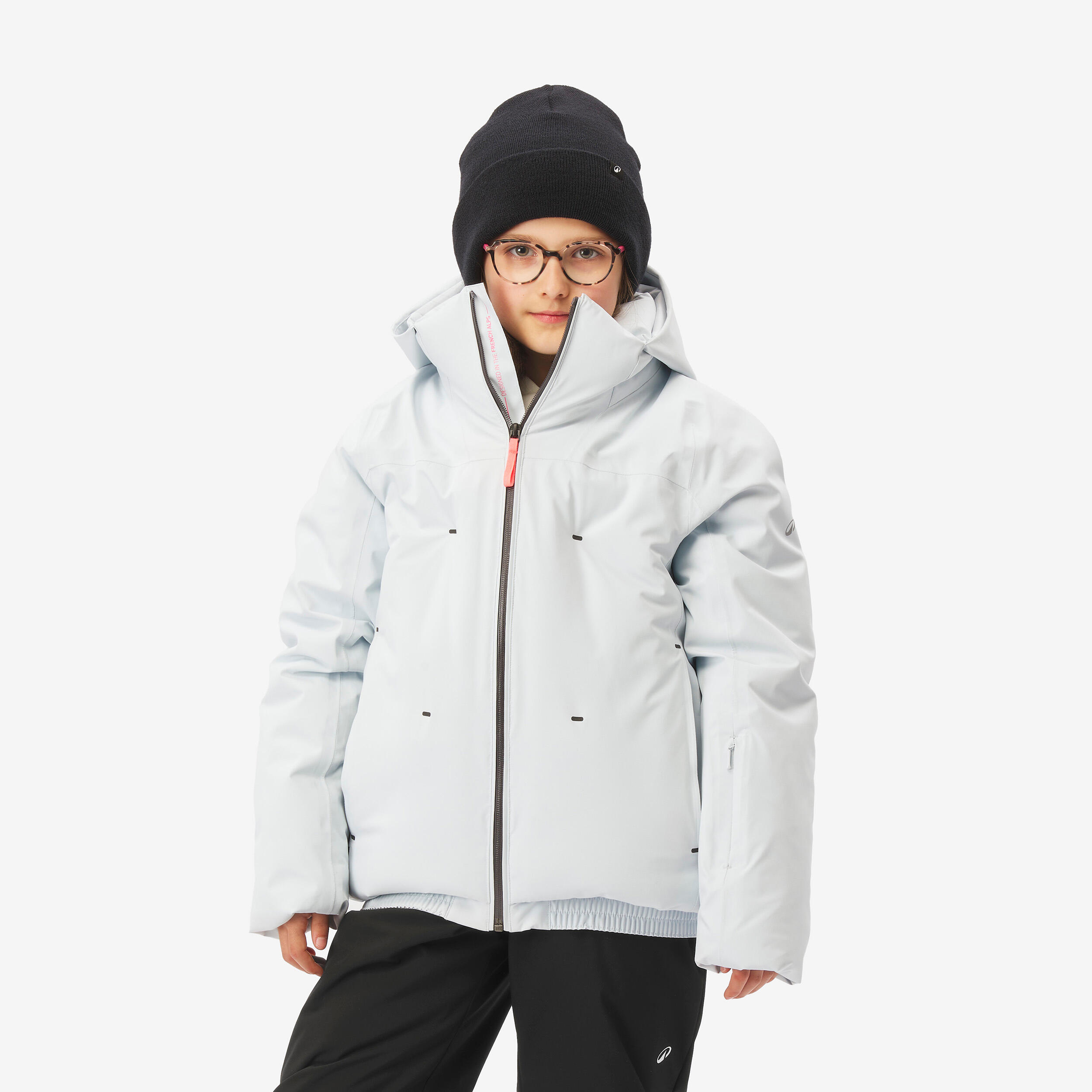 Doudoune de ski chaude et imperméable fille 6-14 ans, 500 WARM bleu glacier 3/14
