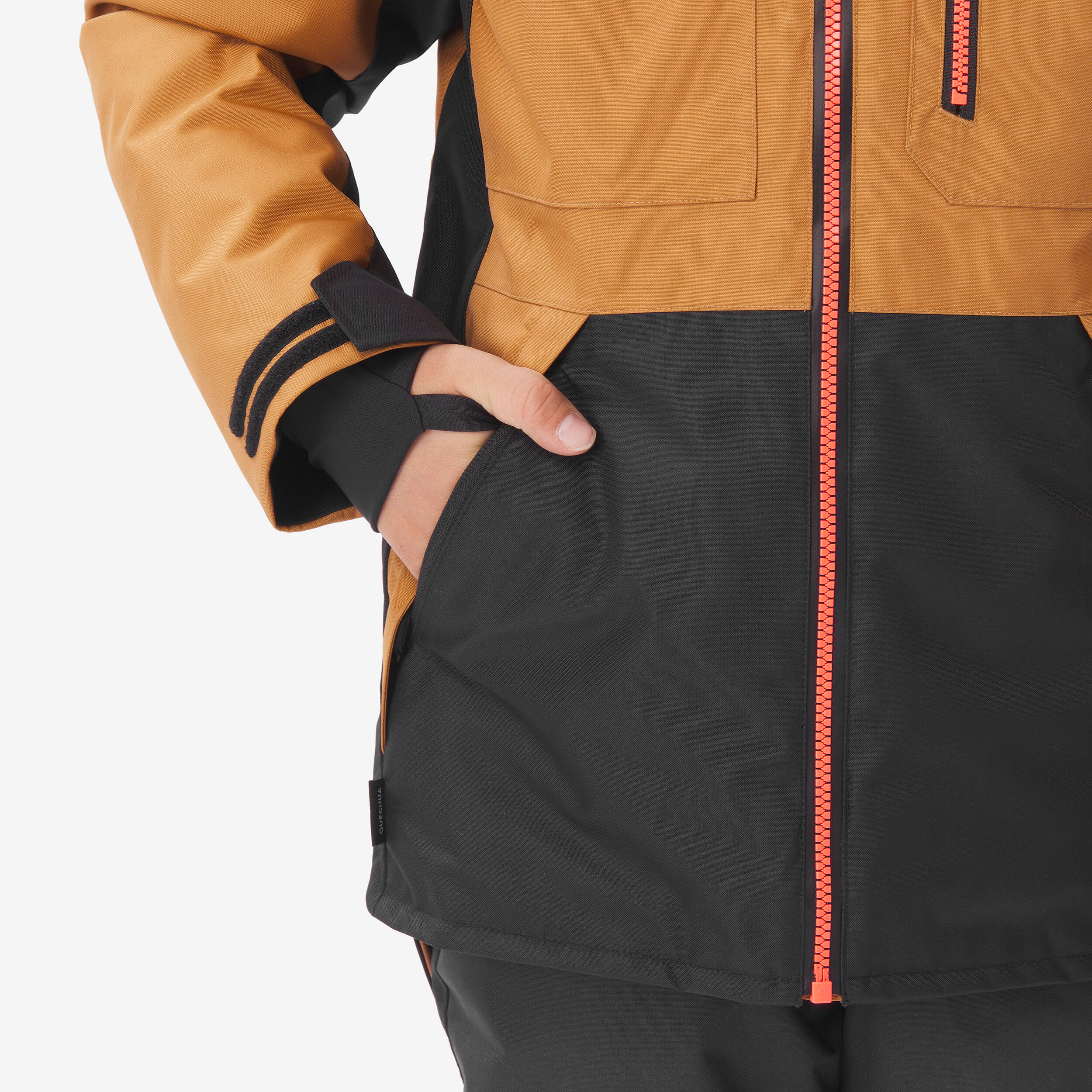 Snowboardjacke Ziprotec Kinder 6-10 Jahre, SNB500 camel 7/16