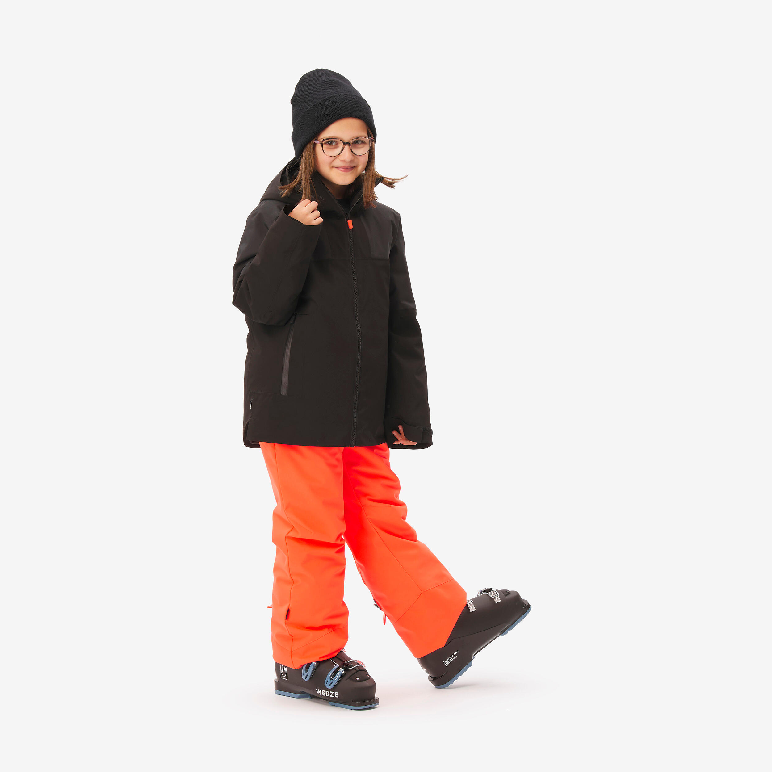 Children's warm and waterproof ski trousers 6–14 years, 500 PNF red